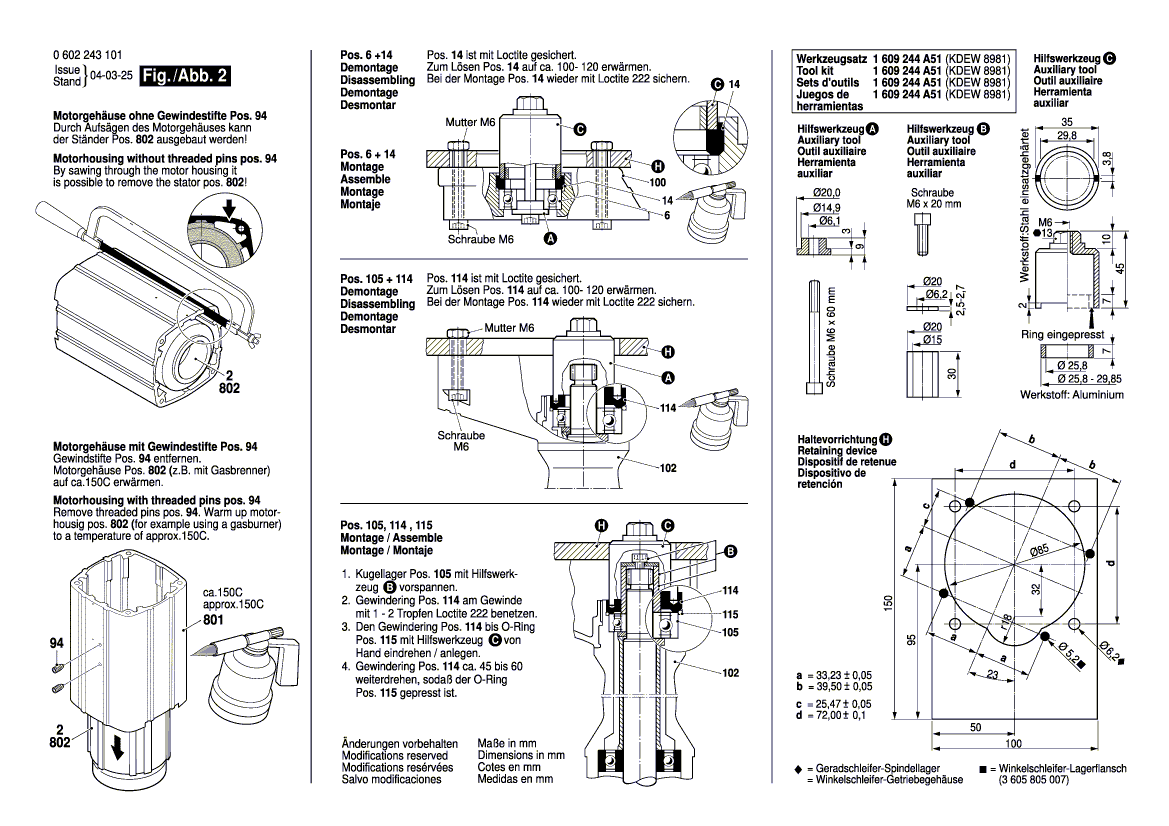 New Genuine Bosch 3606300092 Toothed Gear