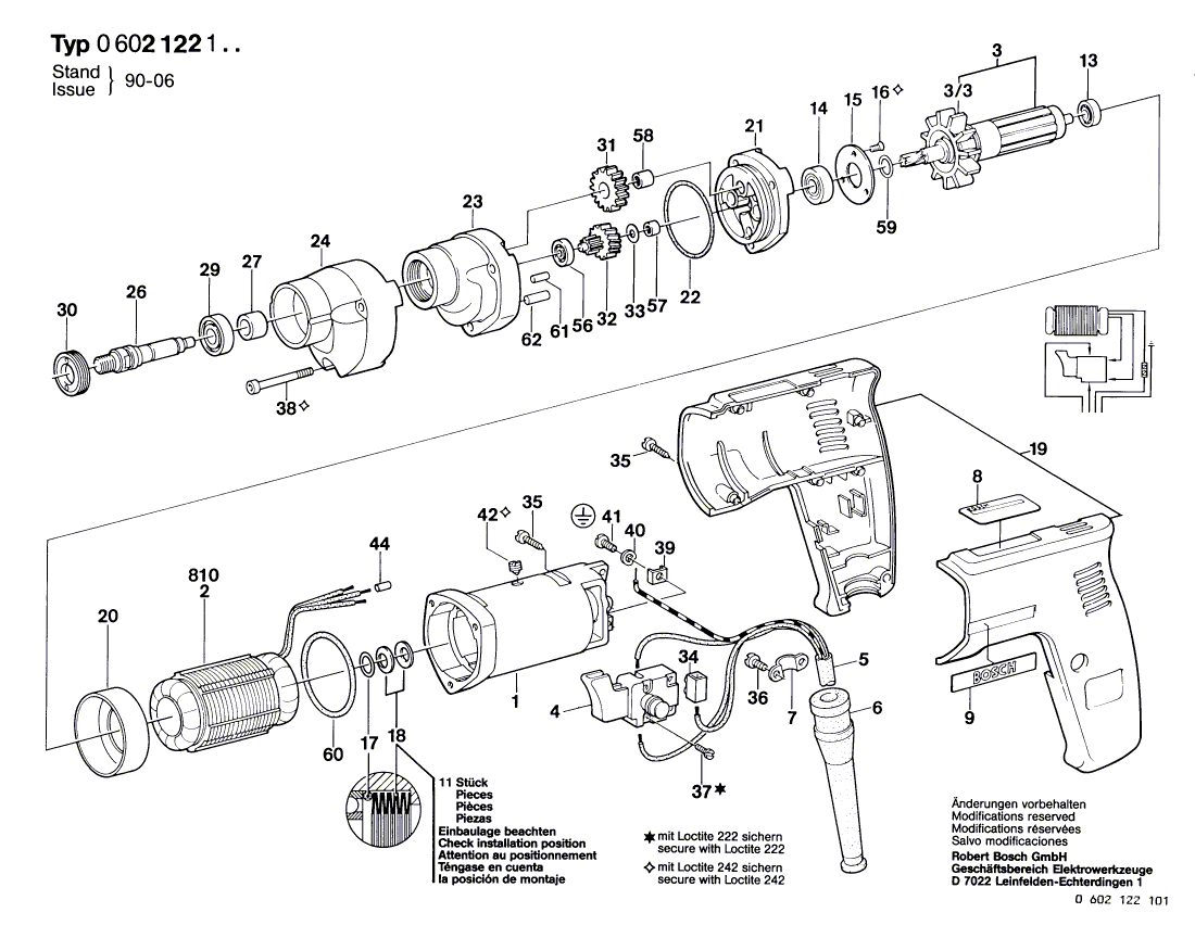 New Genuine Bosch 3606328011 Spindle With Gear