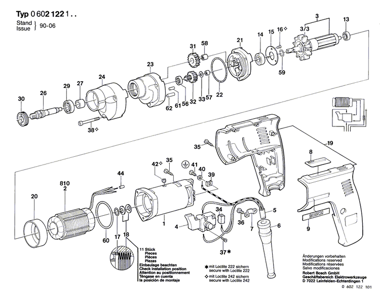 New Genuine Bosch 3606328011 Spindle With Gear