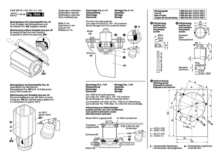 New Genuine Bosch 3607020075 Gear Housing
