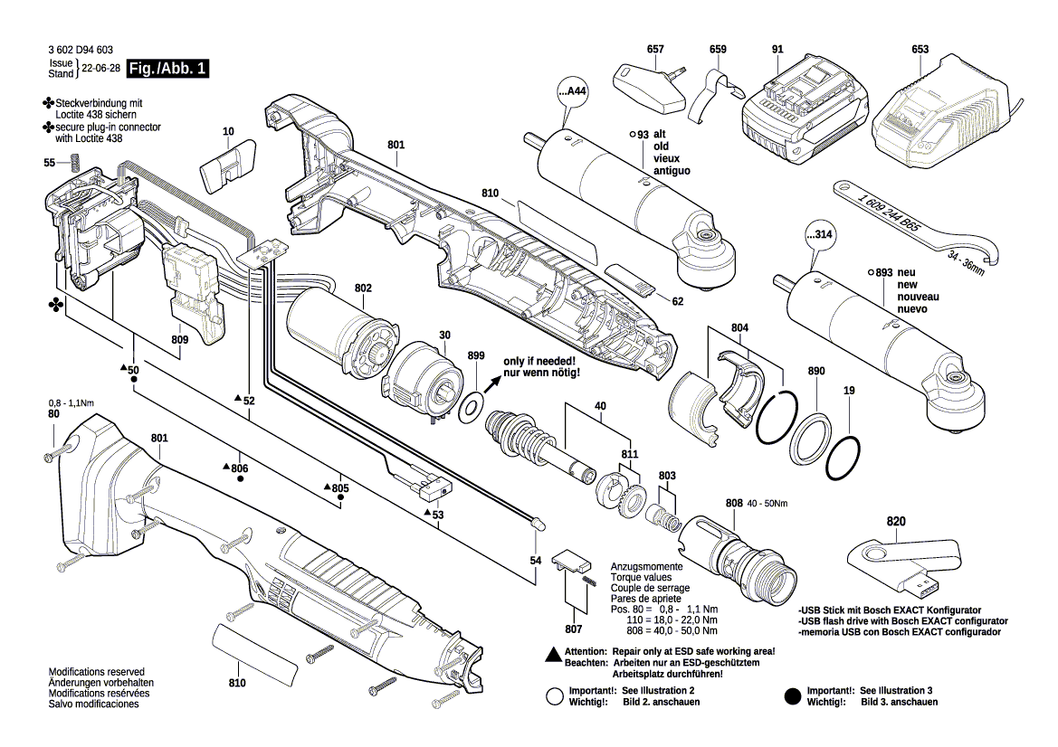 New Genuine Bosch 3607020314 Angle head