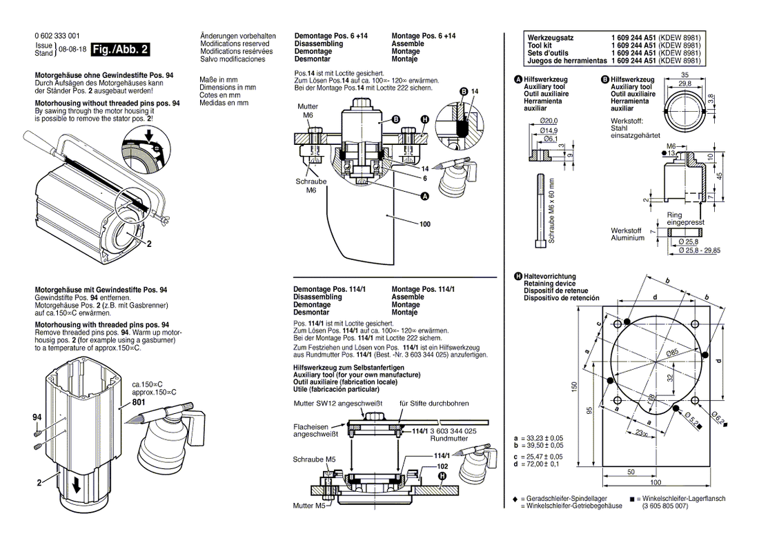 New Genuine Bosch 3607031348 Grinding Spindle