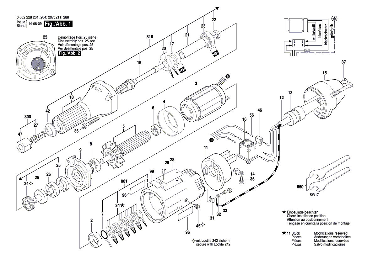 New Genuine Bosch 3607031854 Grinding Spindle