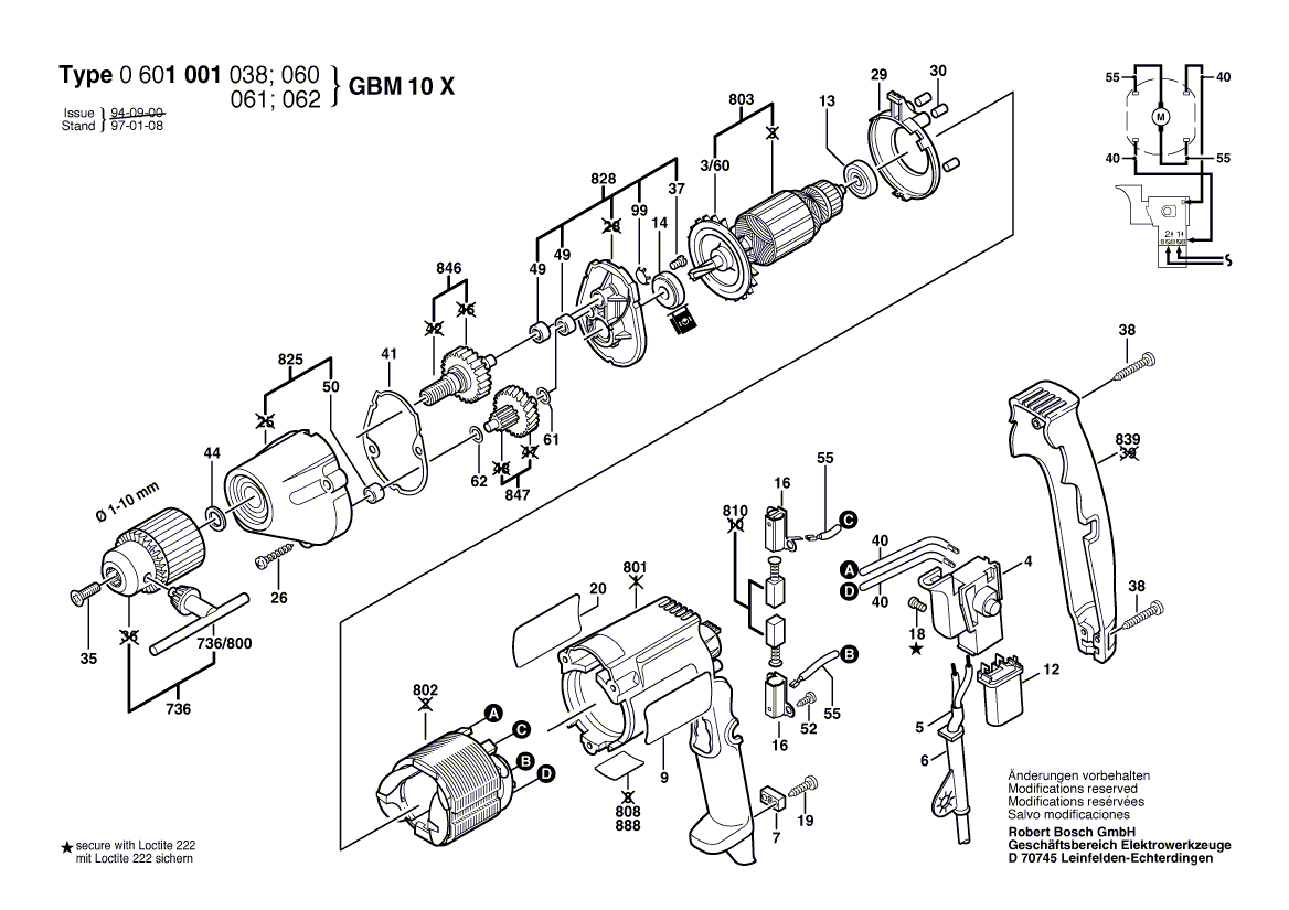 New Genuine Bosch 3608571511 Chuck Wrench