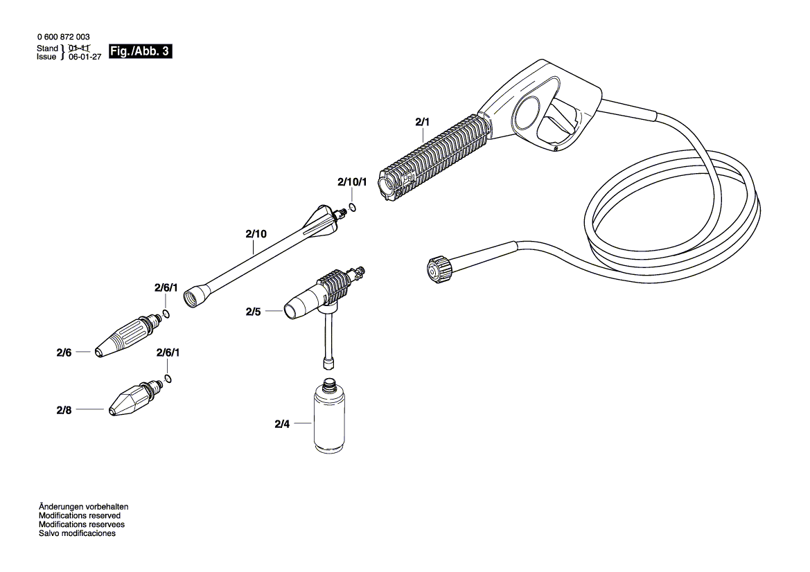 New Genuine Bosch F016F03060 Power supply cord