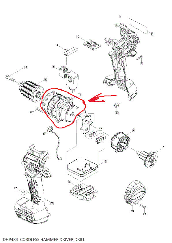 New Genuine Makita 123736-5 Gear Assembly for Makita DHP484