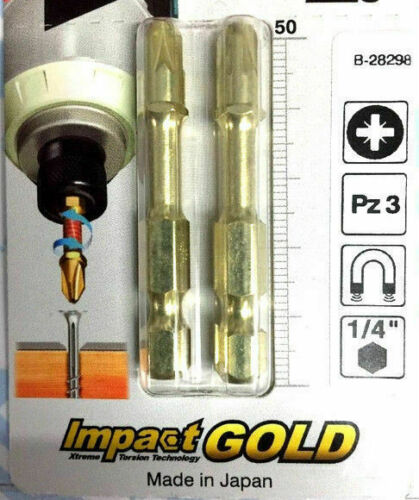 New Genuine Makita 2 Packs B-28298 Impact Gold Torsion Bit PZ3 50mm (4 pcs)