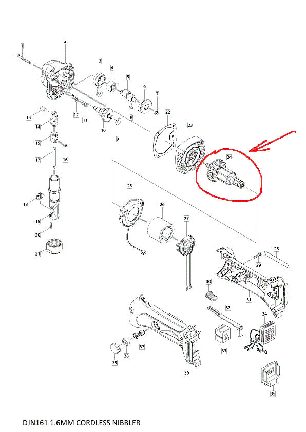 New Genuine Makita 619312-6 Armature 18V for BJN161 DJN161