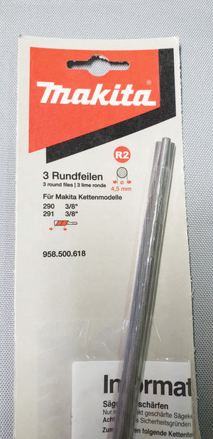 New Genuine Makita 958500618 Round Files 4,5mm 3pcs for Chains