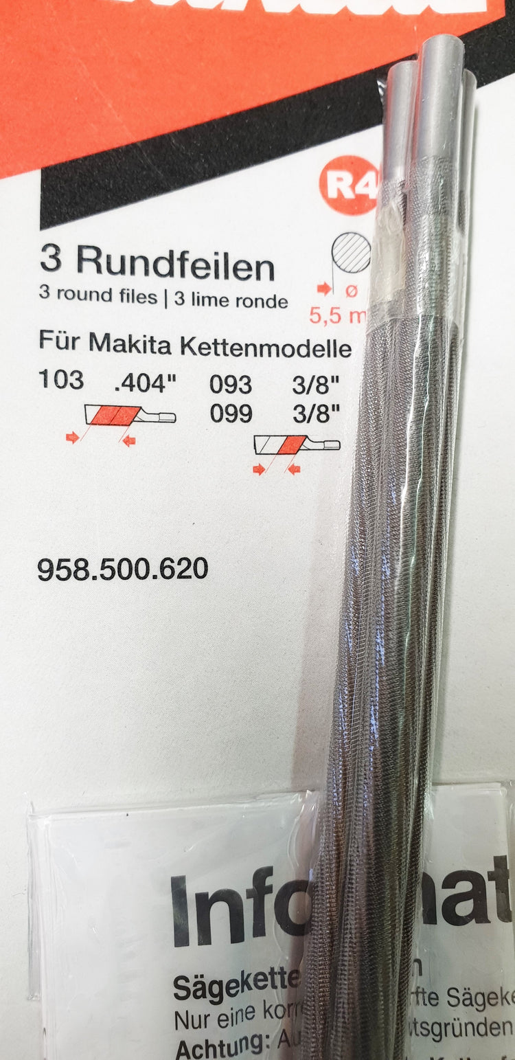 New Genuine Makita 958500620 Round Files 5.5mm 3pcs for Chains