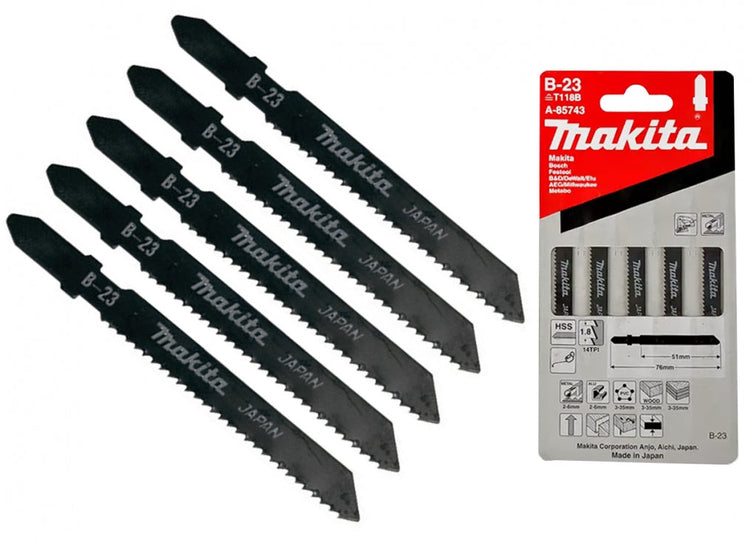 New Genuine Makita A-85743 Jig Saw Blade 50mm B-23, 5 pcs T118B