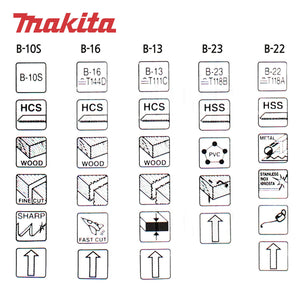 New Genuine Makita A-86898 Jigsaw Blades Assorted Pack of 5 B10S B16 B13 B23 B22