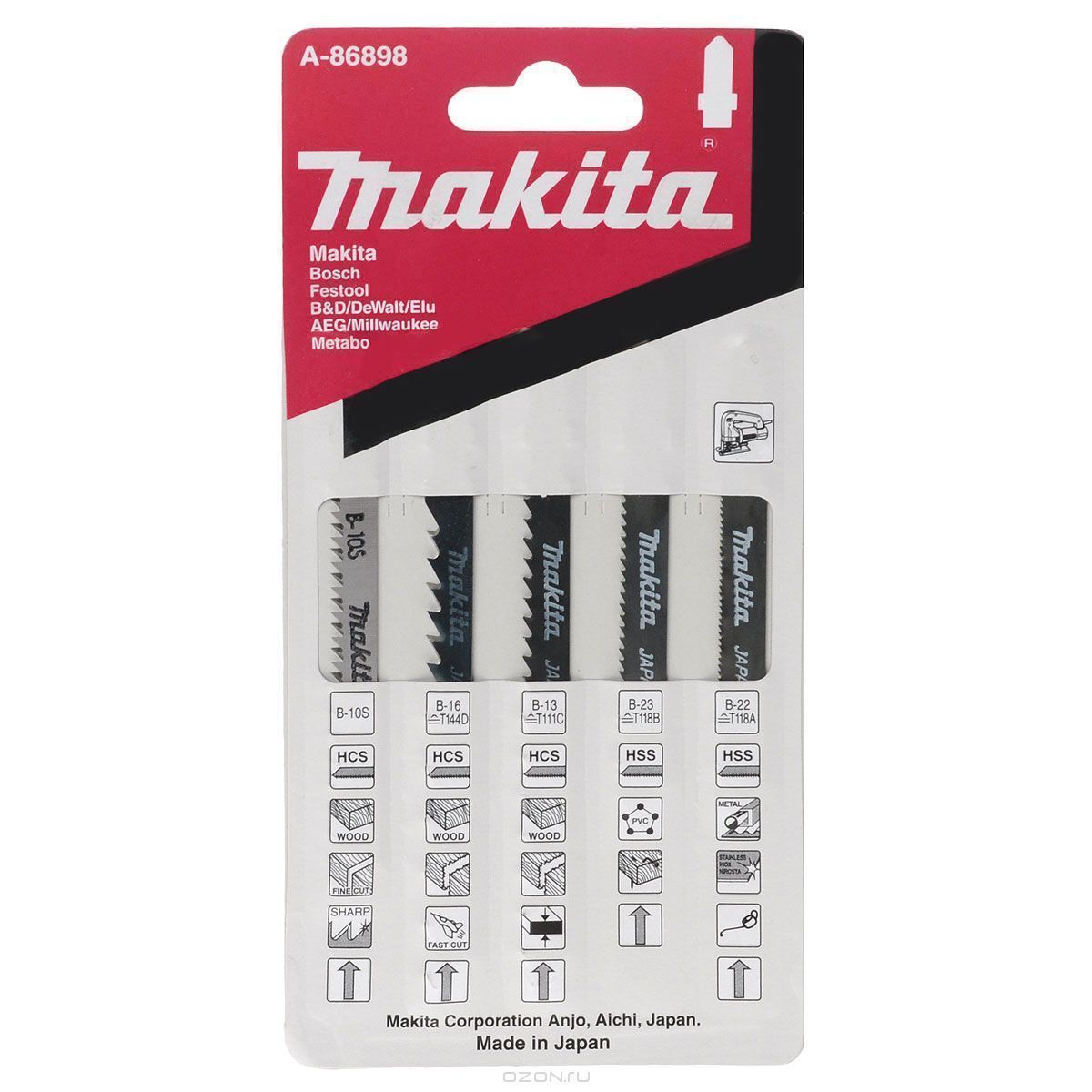 New Genuine Makita A-86898 Jigsaw Blades Assorted Pack of 5 B10S B16 B13 B23 B22