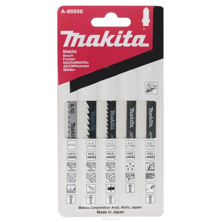 New Genuine Makita A-86898 Jigsaw Blades Assorted Pack of 5 B10S B16 B13 B23 B22