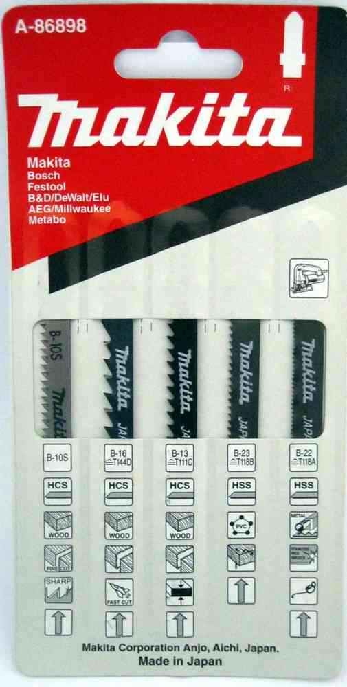New Genuine Makita A-86898 Jigsaw Blades Assorted Pack of 5 B10S B16 B13 B23 B22