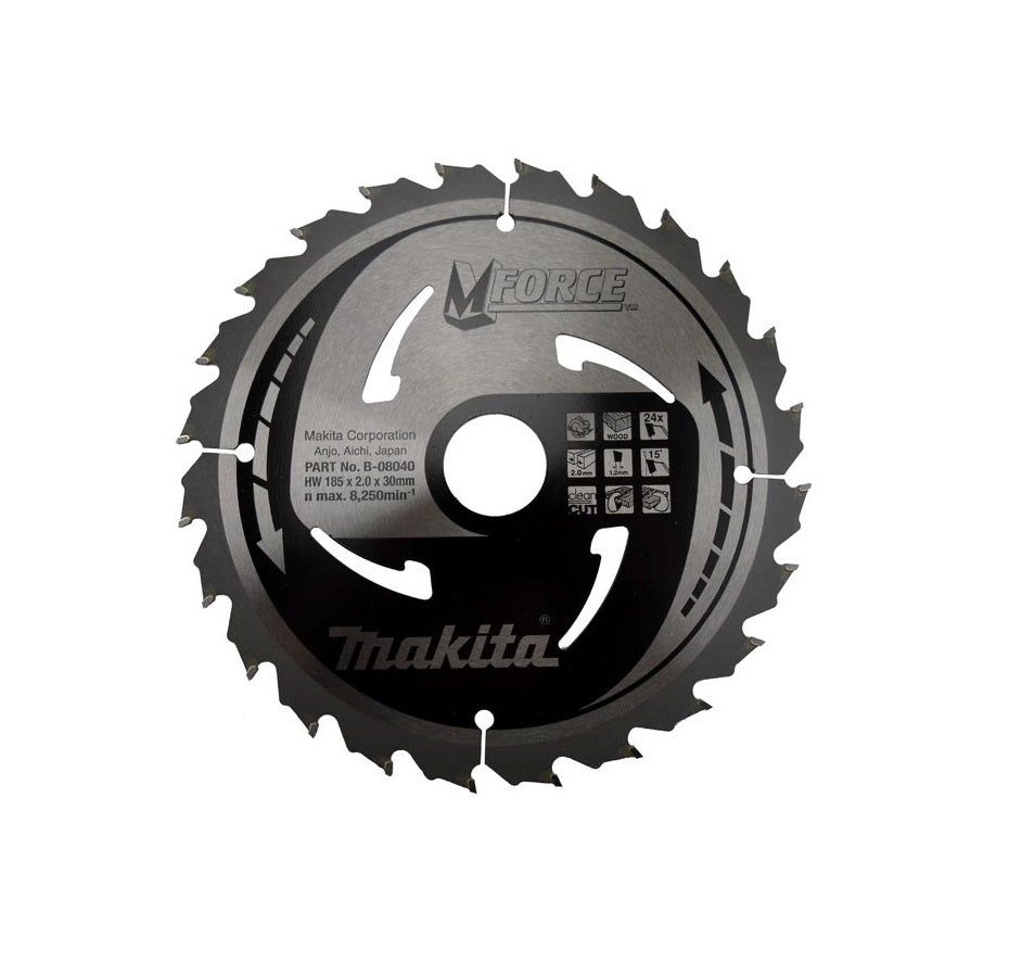 New Genuine Makita B-08040 T.C.T Saw Blade 185x30/20/16x2,0mm 24T 15°