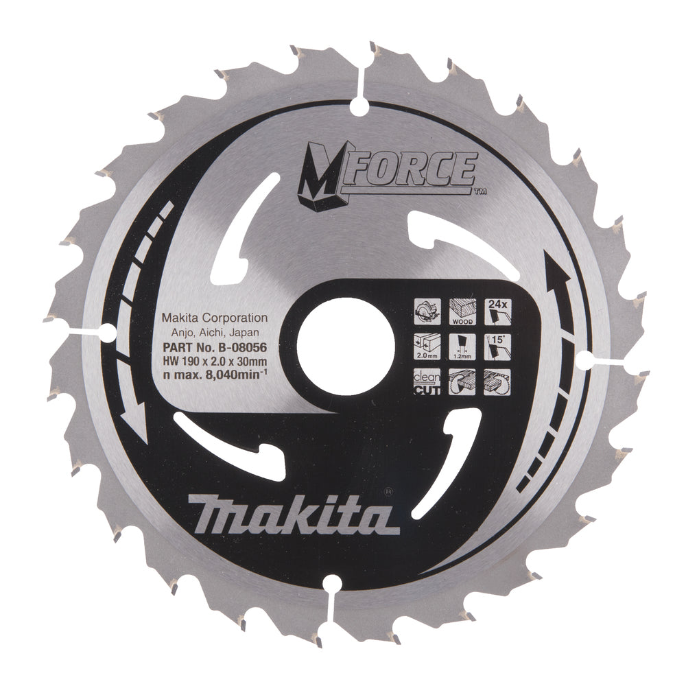New Genuine Makita B-08056 Circular Saw Blade HM Mforce 190mm x 30mm x 2mm 24T
