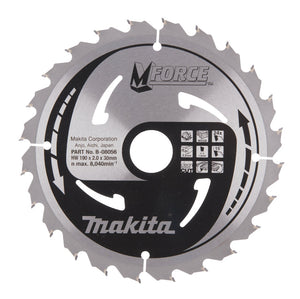 New Genuine Makita B-08056 Circular Saw Blade HM Mforce 190mm x 30mm x 2mm 24T