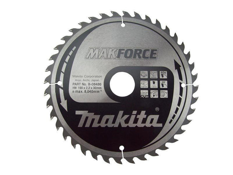 New Genuine Makita B-08486 Circular Saw Blade 190mm x 30mm x 2.2mm 40T