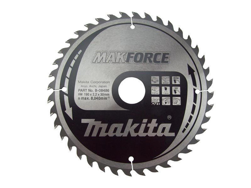 New Genuine Makita B-08486 Circular Saw Blade 190mm x 30mm x 2.2mm 40T