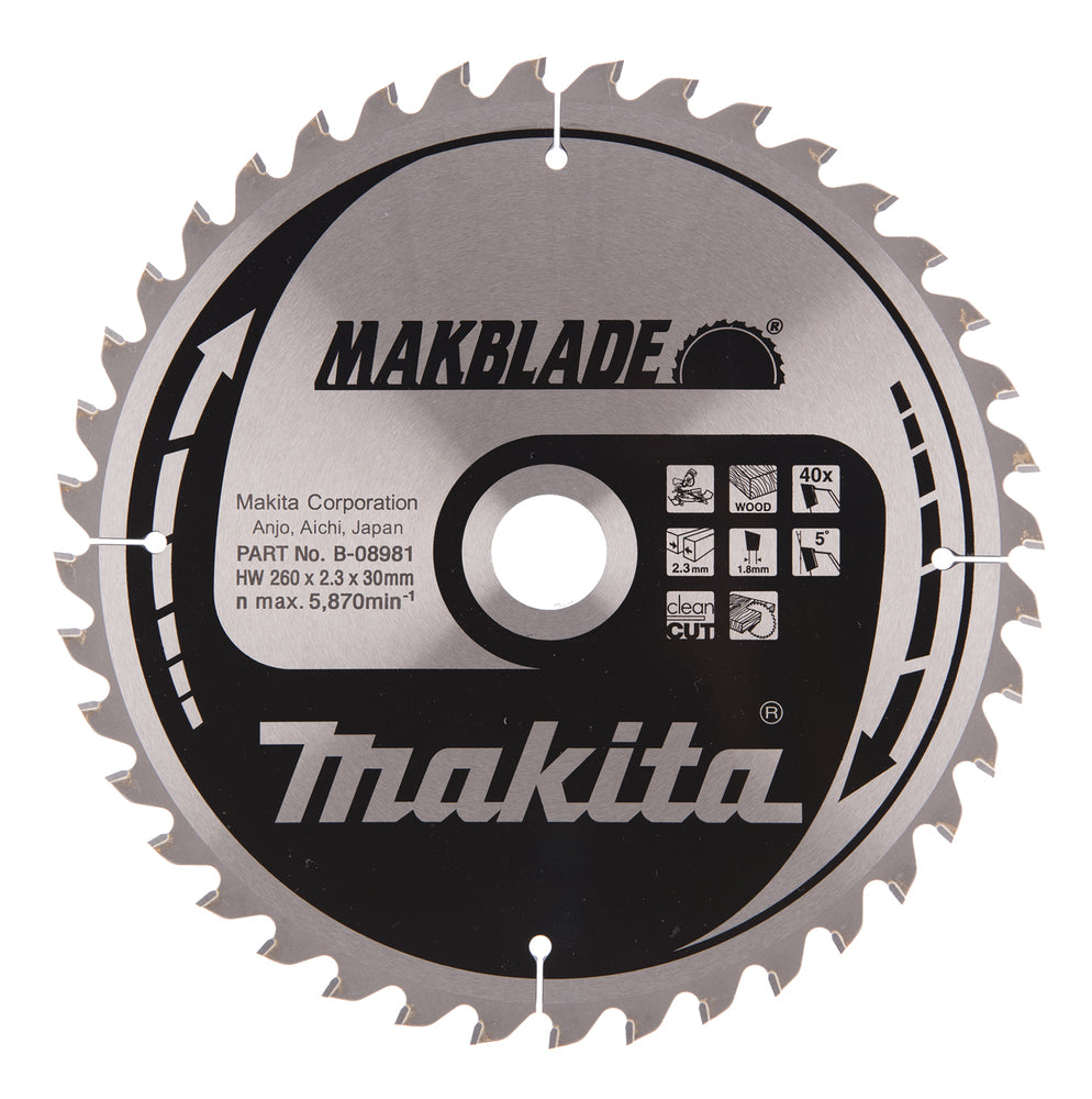 New Genuine Makita B-08981 Wood Cuttng Circular Saw 260mm X 30mm X 2.3mm 40T