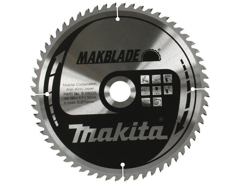 New Genuine Makita B-09020 Circular Saw Blade MakBlade 260mm x 30mm x 2.3mm 60T