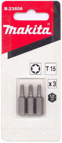 New Genuine Makita B-23606 Screw Bit T15x25MM 3PCS