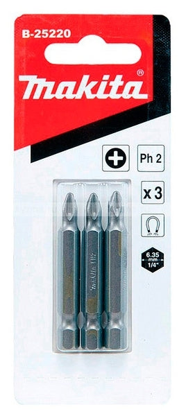 New Genuine Makita B-25220 Screw Bit PH2x50mm 3PCS