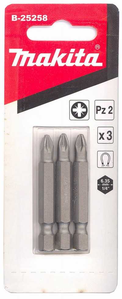 New Genuine Makita B-25258 Screw Bit PZ2x50mm 3PCS