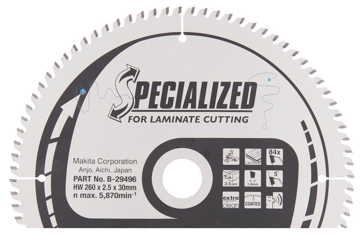 New Genuine Makita B-29496 Circular Saw Blade HM 260X2.5X30mm 5° 84T