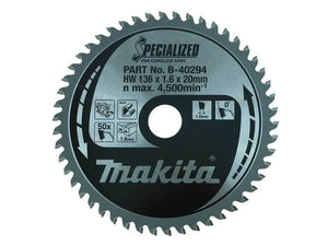New Genuine Makita B-40294 Circular Cutting Saw Blade 136mm x 20mm x 1.6mm 50T