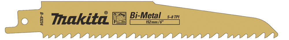 New Genuine Makita B-43234 Reciprocating Blade 152mm 5-8Tpi, 5pcs