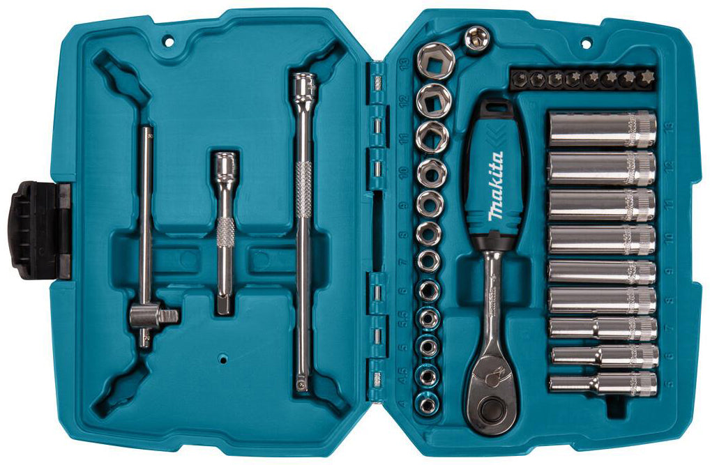 New Genuine Makita B-65567 Ratchet & Socket Set 34 pcs