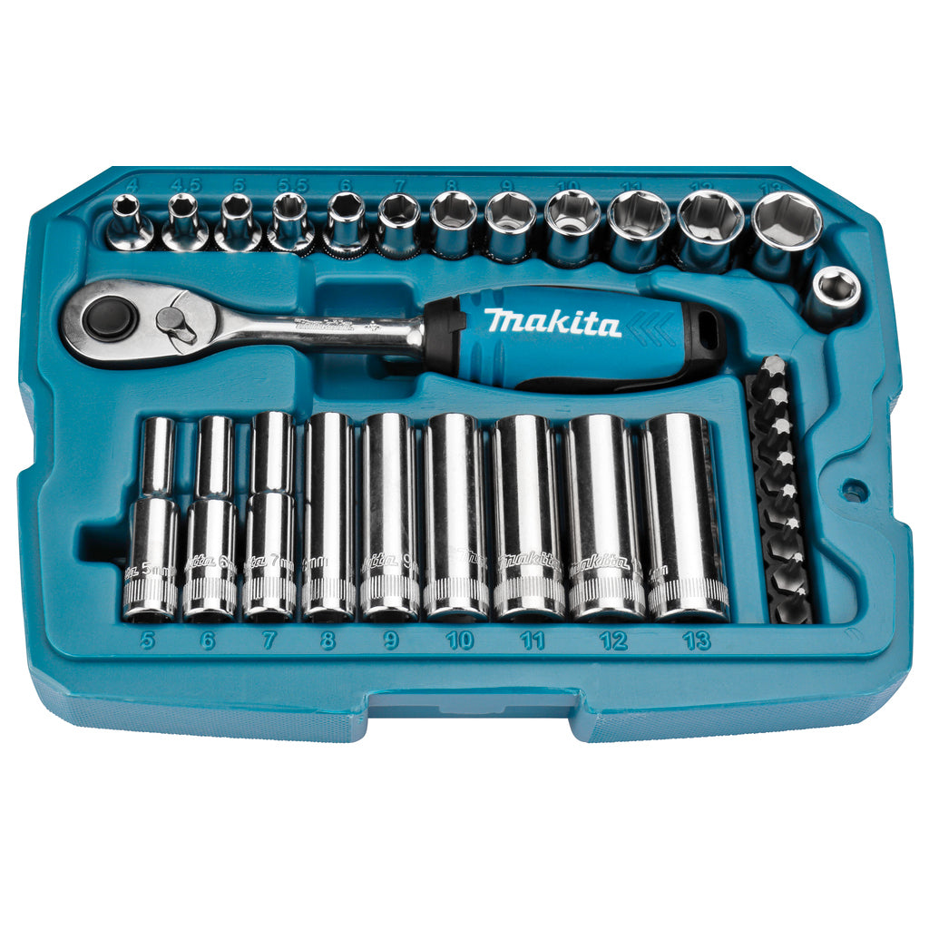New Genuine Makita B-65567 Ratchet & Socket Set 34 pcs
