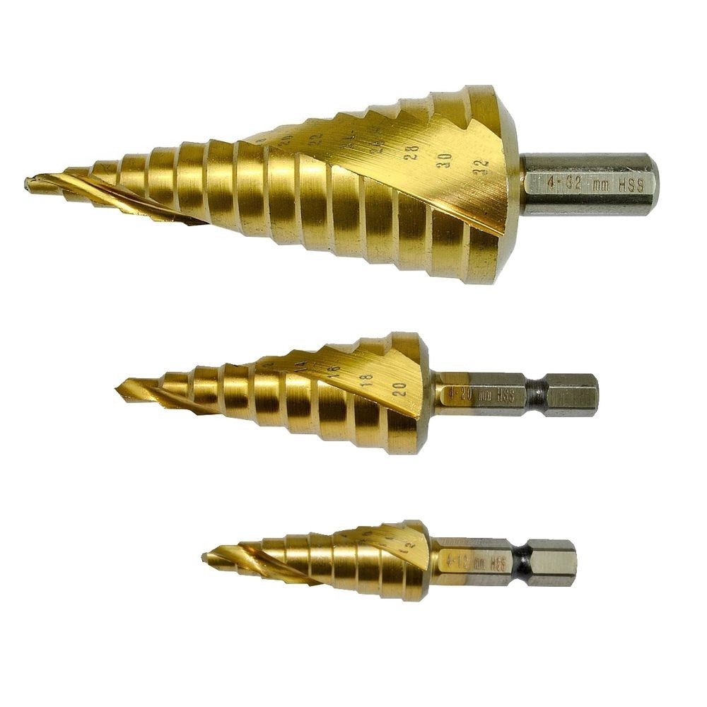 New Genuine Makita D-41872 Step Drill Set Spiral TIN 4-12, 4-20, 4-32mm