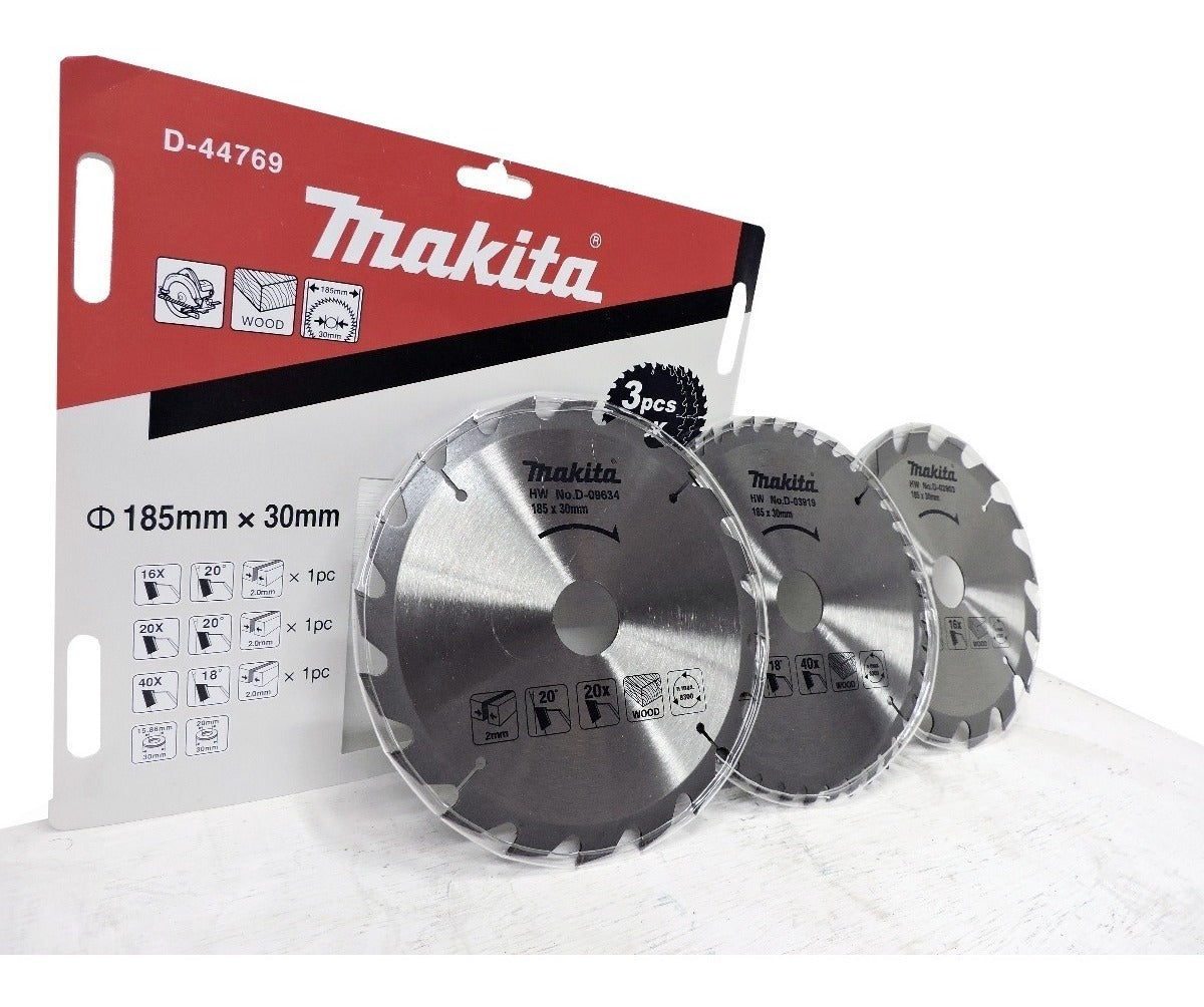 New Genuine Makita D-44769 Circular Saw Bladeset 185x30mm (16T+20T+40T) 3PCS