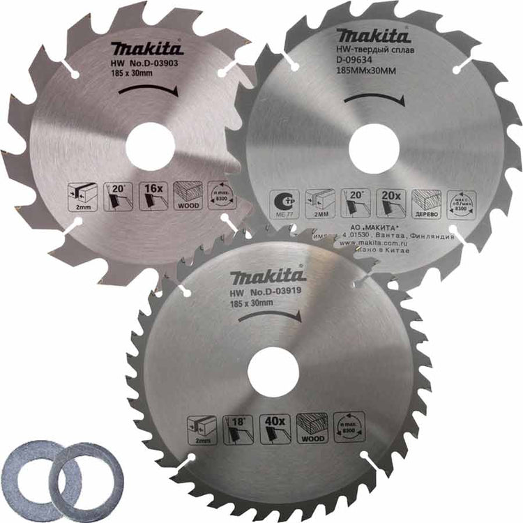 New Genuine Makita D-44769 Circular Saw Bladeset 185x30mm (16T+20T+40T) 3PCS