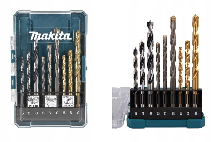 New Genuine Makita D-71962 Drill Bit Assortment Wood 5/6/8 mm; 9 pcs