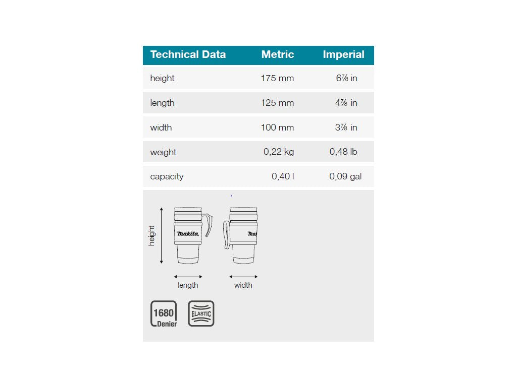 New Genuine Makita E-15578 Thermal Mug & Holder