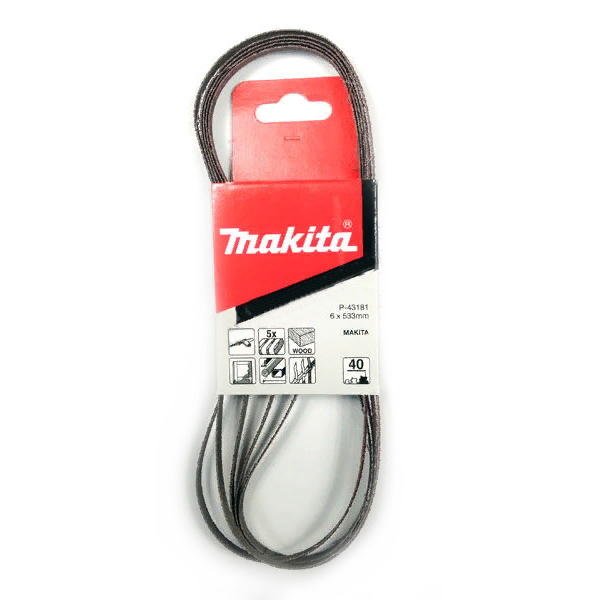New Genuine Makita P-43181 Sanding belts K40 5pcs 6mm x 533mm 80 Grit 9032