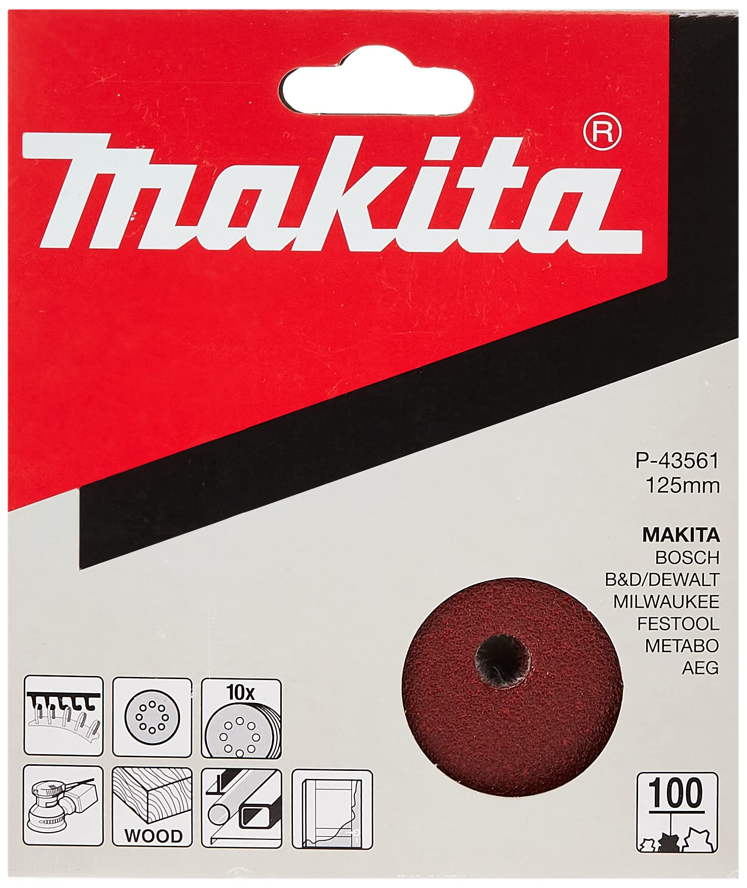 New Genuine Makita P-43561 K100 10pcs Abrasive Disc 125mm BO5021, BO5030, BO5031