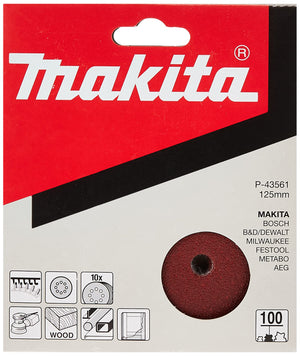 New Genuine Makita P-43561 K100 10pcs Abrasive Disc 125mm BO5021, BO5030, BO5031