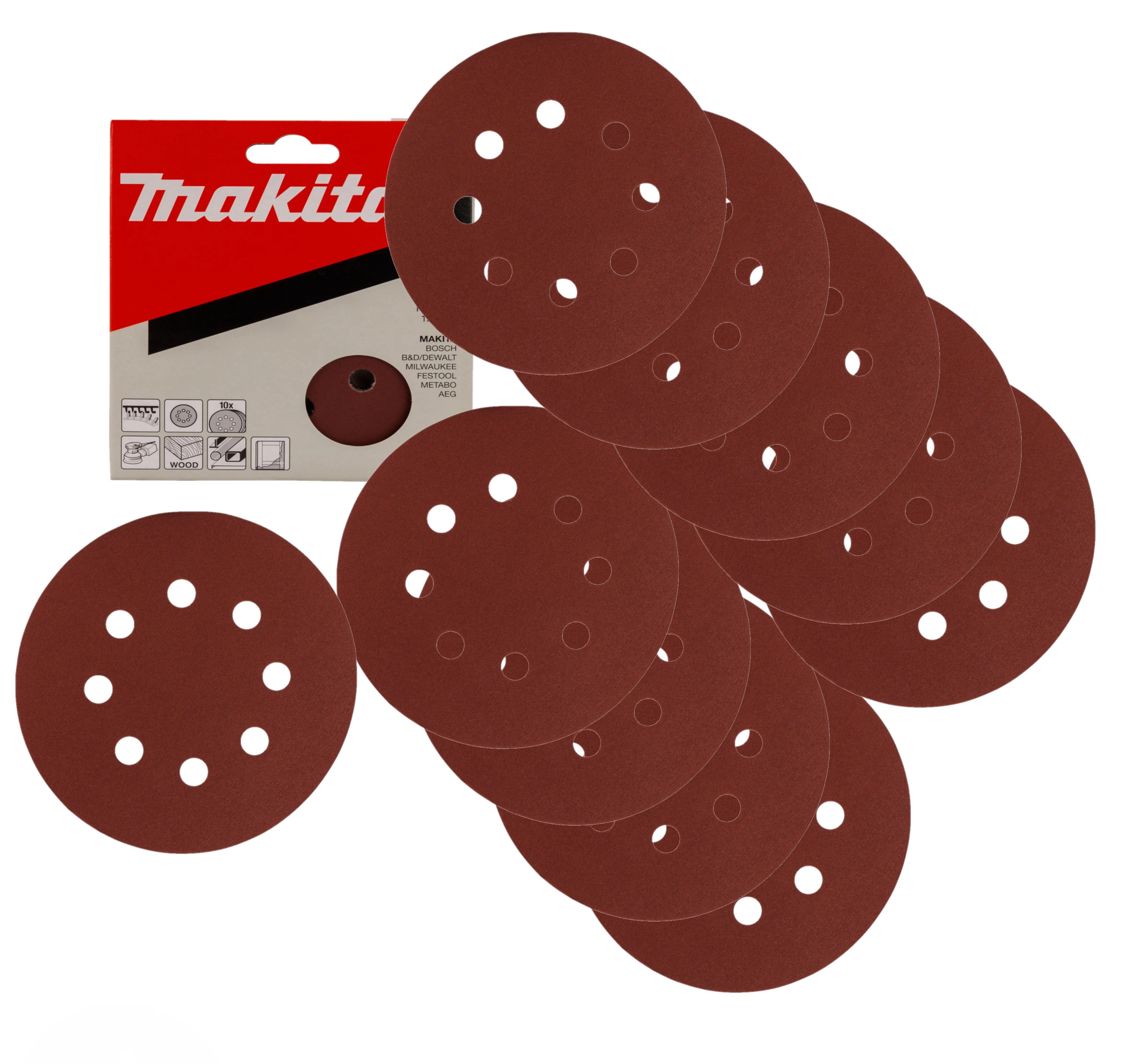 New Genuine Makita P-43561 K100 10pcs Abrasive Disc 125mm BO5021, BO5030, BO5031