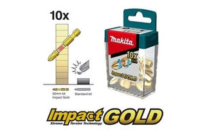 New Makita B-39540 Impact Gold PZ2 50mm Screwdriver Bit Set (1pack=10pcs)