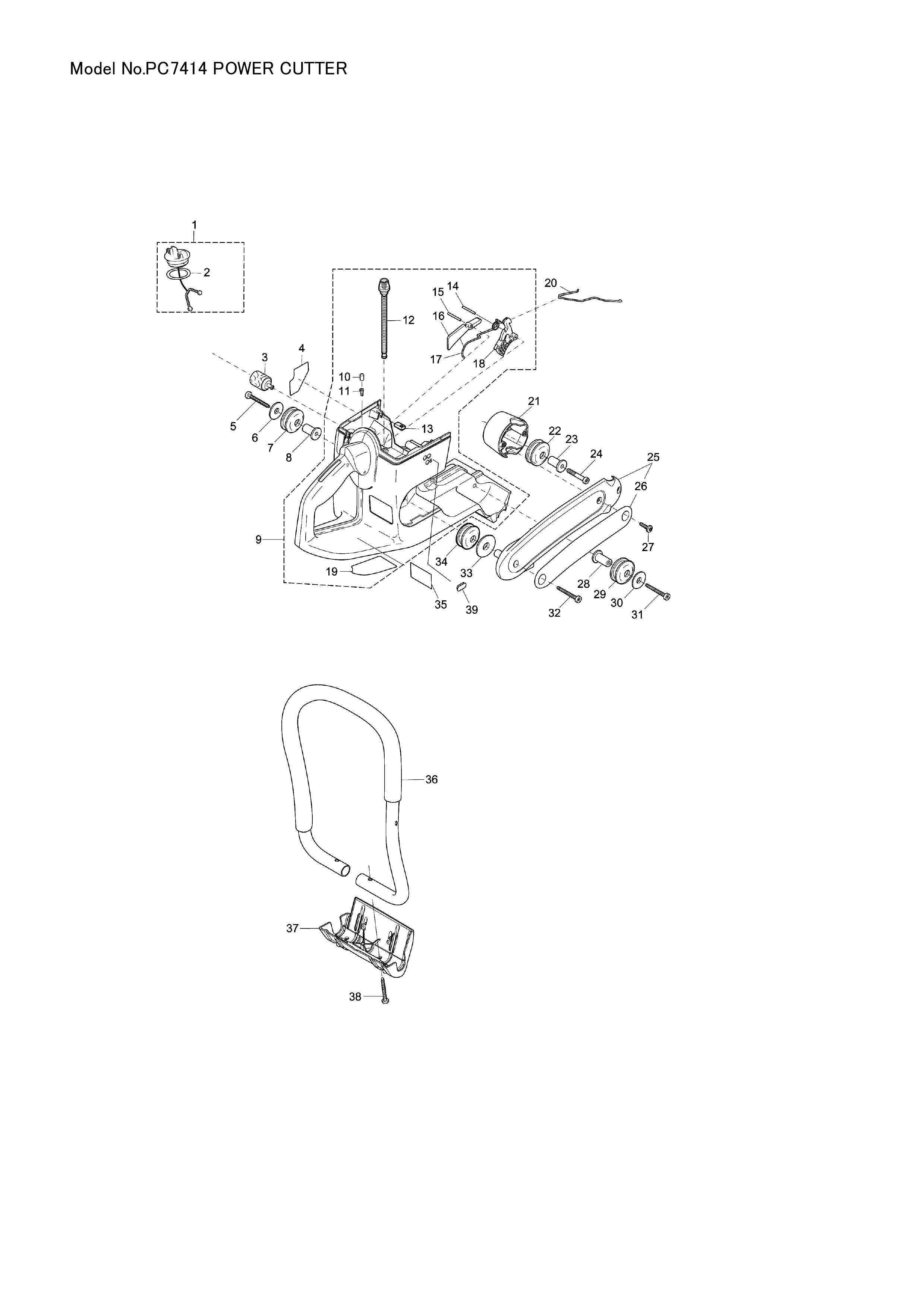 Makita PC-7414 — сборочный чертёж, лист 1, деталь 123319-1 поз. 009