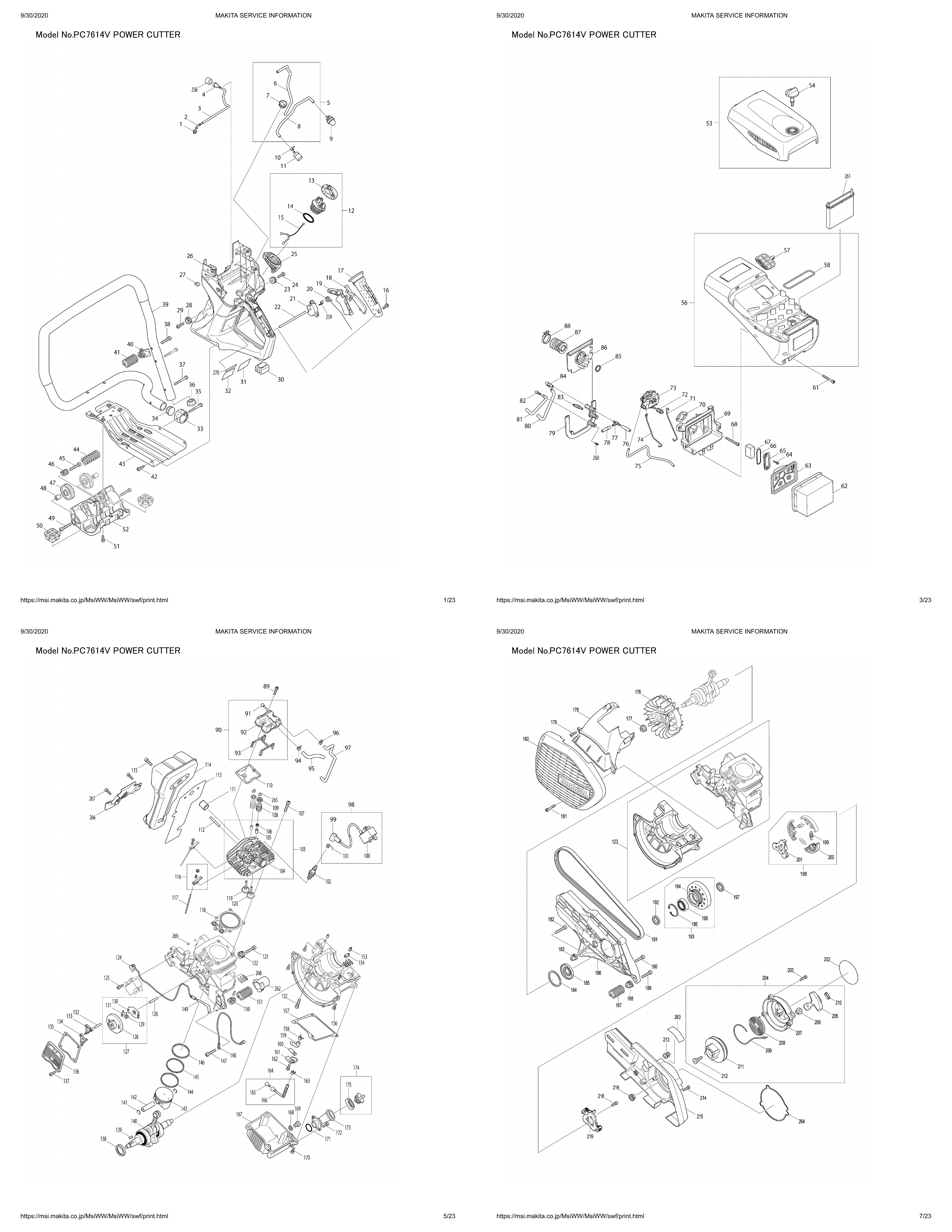 Makita PC-7614V — сборочный чертёж, лист 1, деталь 452720-6 поз. 069