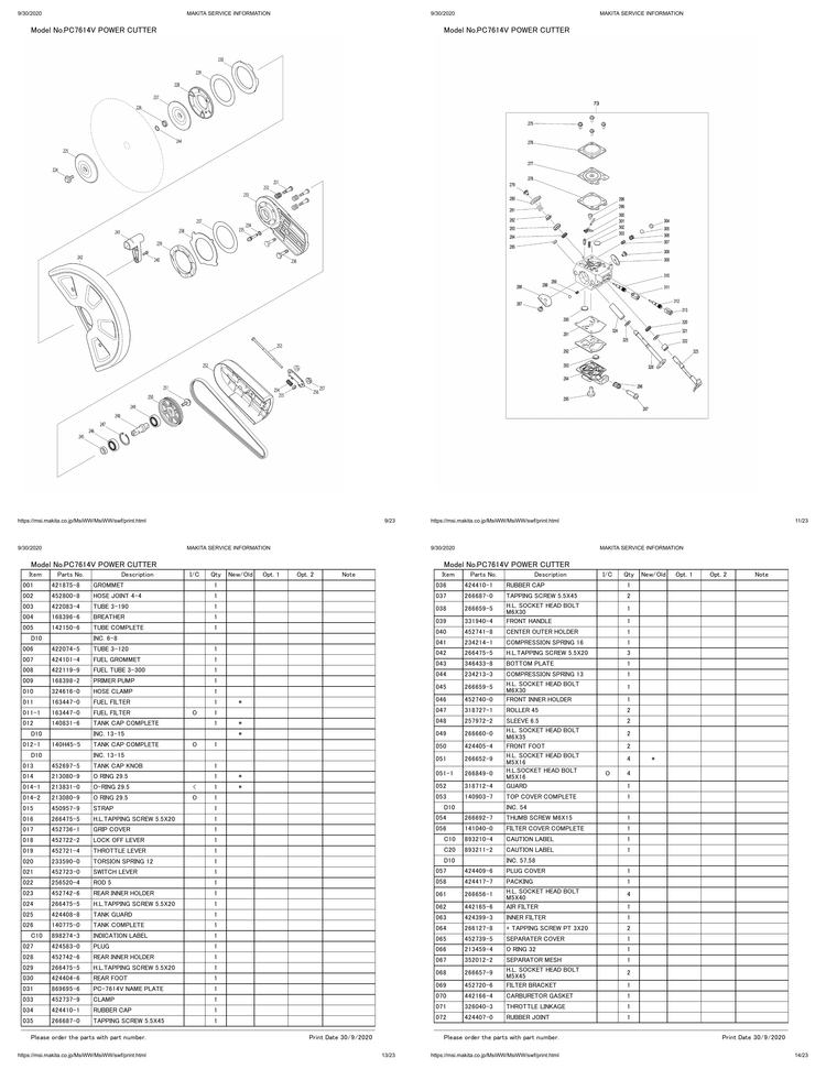 Makita PC-7614V — сборочный чертёж, лист 2, деталь WJ00008995 поз. 305