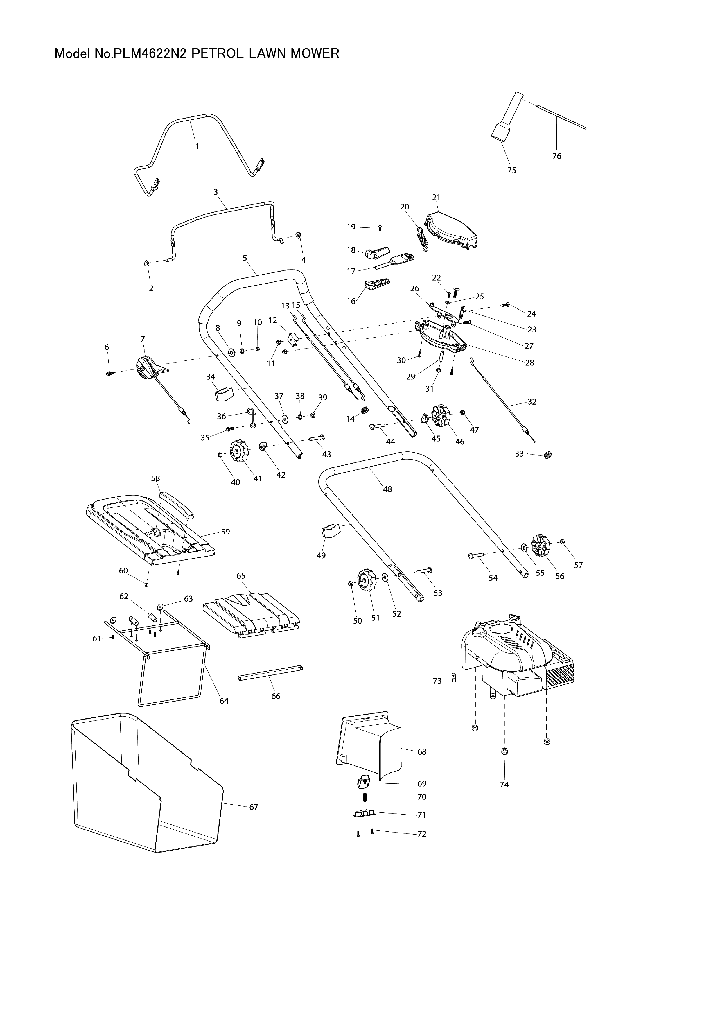 Makita PLM4622N2 — сборочный чертёж, лист 1, деталь DA00000974 поз. 194
