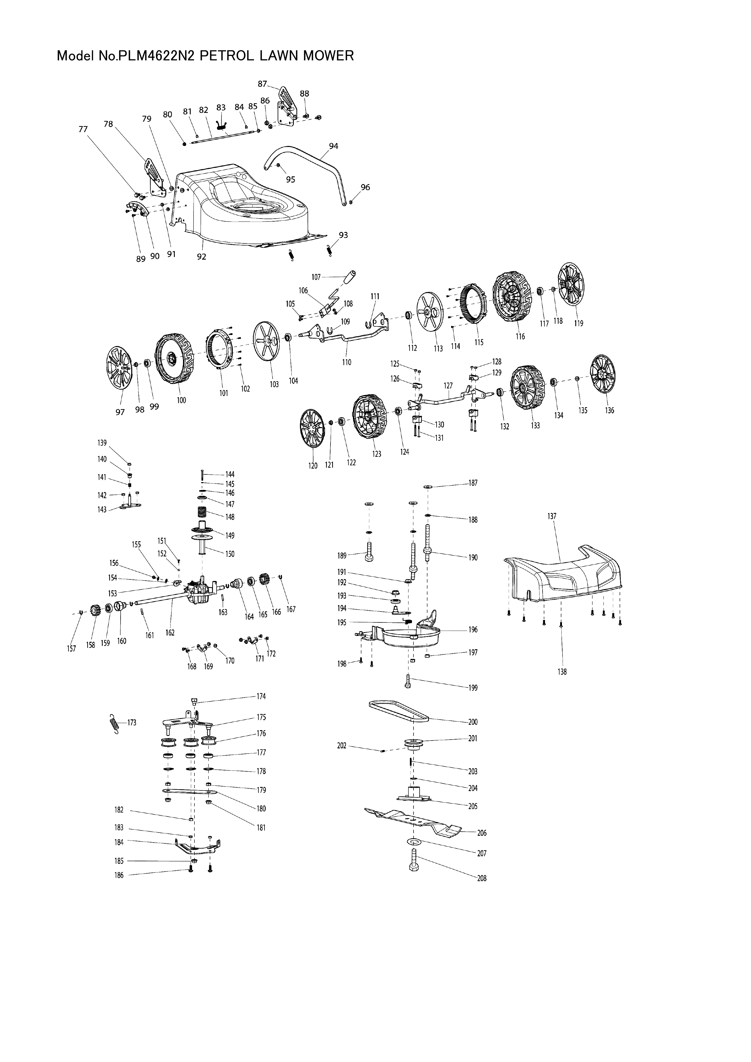 Makita PLM4622N2 — сборочный чертёж, лист 2, деталь DA00000974 поз. 194