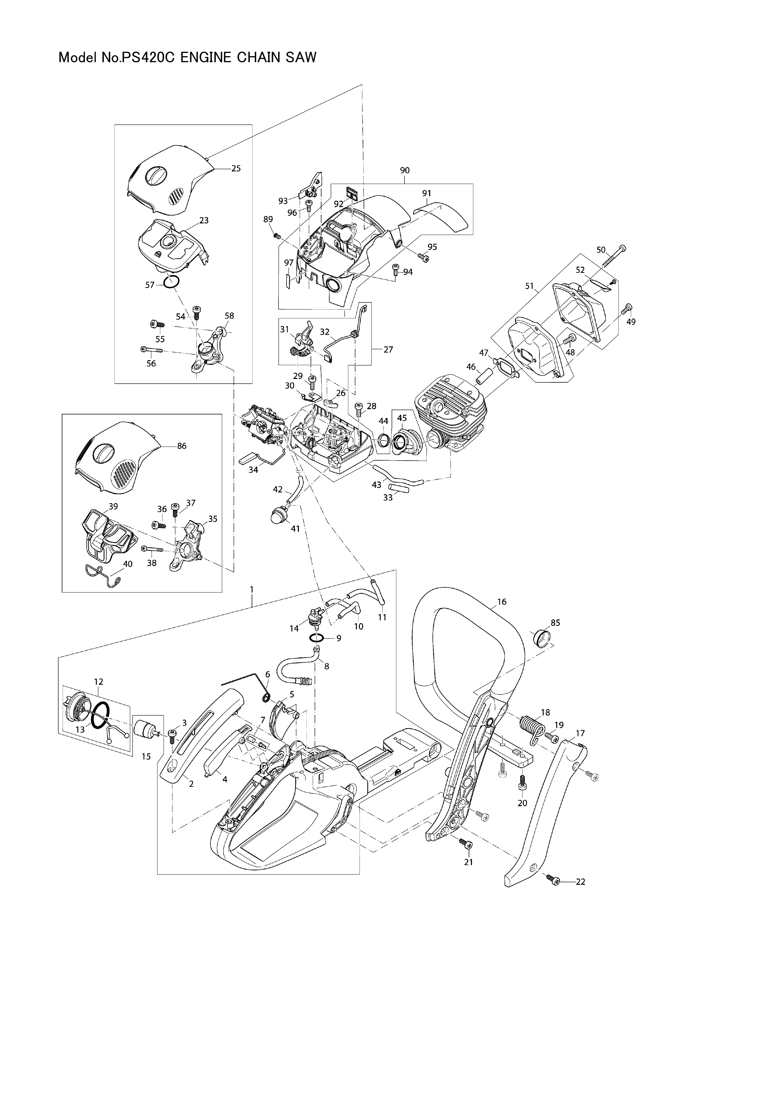 Makita PS-420C — сборочный чертёж, лист 1, деталь 140H65-9 поз. 067-1